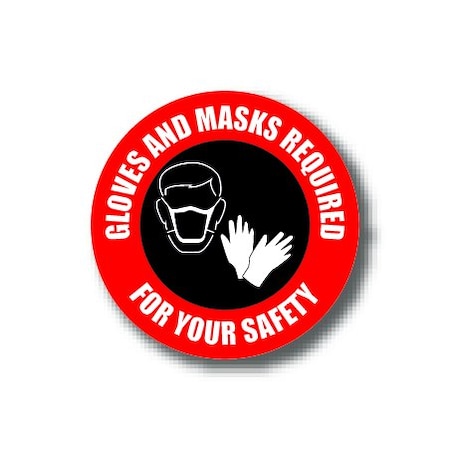 Ergomat 6in CIRCLE SIGNS Gloves And Mask Required For Your Safety DSV-SIGN 36 #0732 -UEN